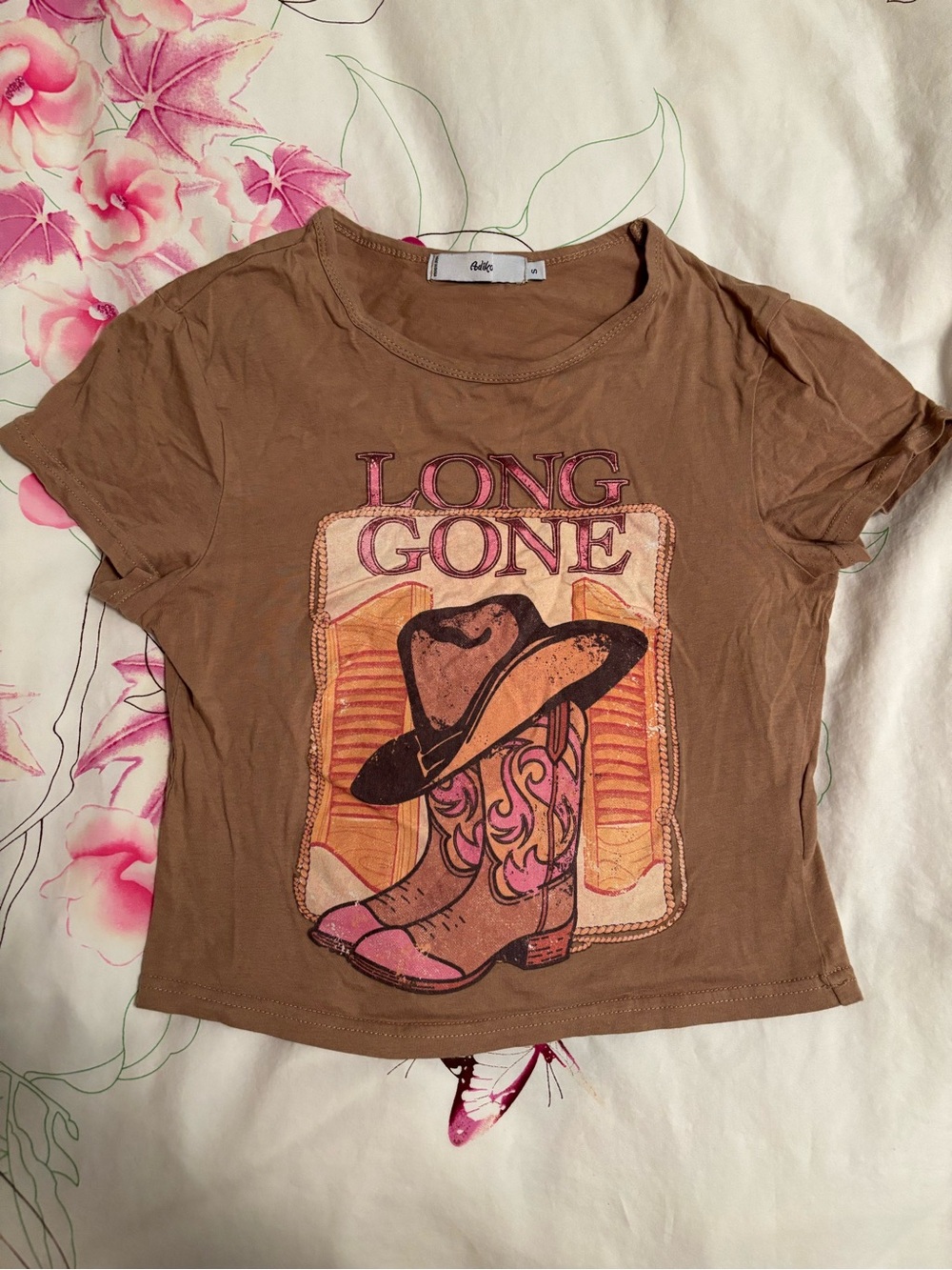 Cowgirl Graphic Tee - Brown with Pink Accents